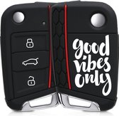 kwmobile autosleutel hoesje voor VW Golf 7 MK7 3-knops autosleutel - Autosleutel behuizing in wit / zwart - Good Vibes Only design