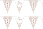 4x stuks Ramadan Mubarak thema vlaggenlijnen/slingers wit/rose goud 6 meter - Suikerfeest/offerfeest versieringen/decoraties