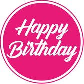 50x stuks bierviltjes/onderzetters Happy Birthday fuchsia roze 10 cm - Verjaardag versieringen