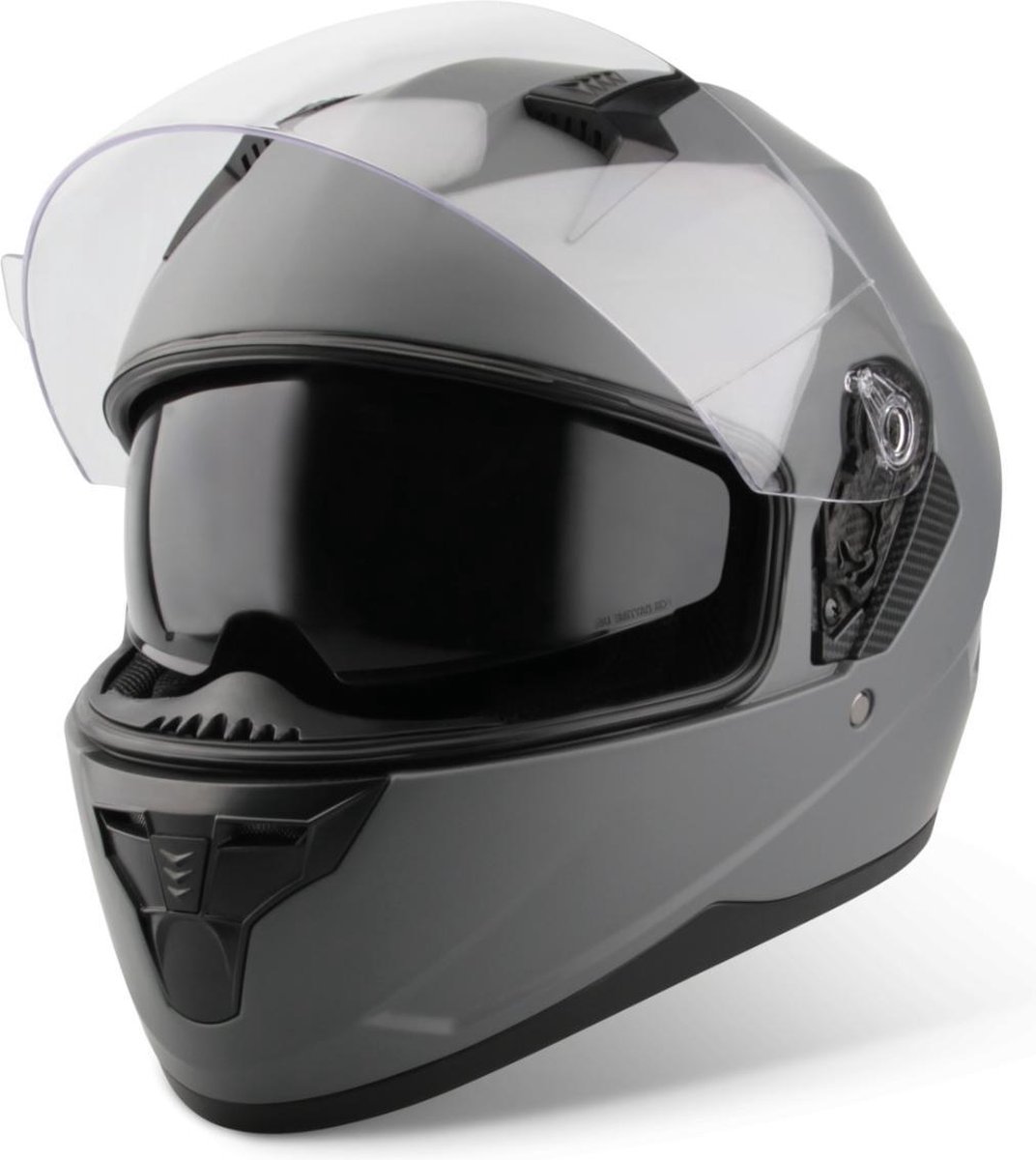 VINZ Kennet Integraalhelm met Zonnevizier / Motorhelm / Scooter helm / Brommerhelm – Titanium