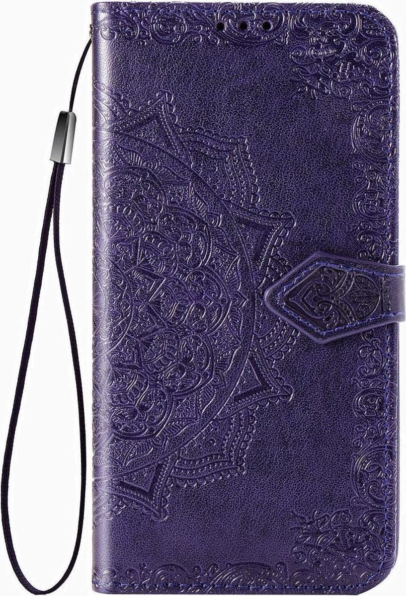 Mobigear Telefoonhoesje geschikt voor Motorola Edge (2020) Hoesje | Mobigear Mandala Bookcase Portemonnee | Pasjeshouder voor 3 Pasjes | Telefoonhoesje voor Pinpas / OV Kaart / Rijbewijs - Paars