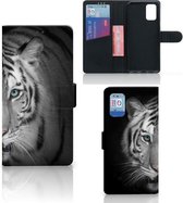 Wallet Bookcase Geschikt voor Samsung Galaxy A02s Flip Cover Geschikt voor Samsung M02s Hoesje Tijger