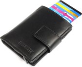 Figuretta Leather RFID Cardprotector Porte-cartes de crédit avec compartiment à monnaie - Zwart