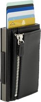Ogon Designs Cascade Zipper RFID Cardprotector met vak voor kleingeld - Titanium - Zwart