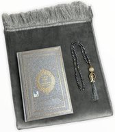 Fluwelen Gebedskleed met Koran en Tasbeeh Zilver