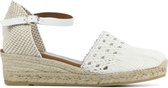 Mace Vrouwen Leren   Espadrilles / Damesschoenen - Sleehak - Gesp sluiting -  M1057 sue - Wit - maat 41