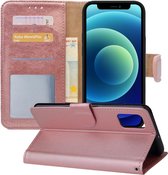 iPhone 12 Pro Max Hoesje Book Case Hoes Portemonnee Cover - iPhone 12 Pro Max Hoes Wallet Case Hoesje - Rose Goud