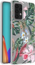 iMoshion Hoesje Geschikt voor Samsung Galaxy A52 (4G) / A52s / A52 (5G) Hoesje Siliconen - iMoshion Design hoesje - Groen / Roze / Tropical Jungle