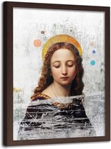 Foto in frame ,Vrome Vrouw  ,Historisch Tafereel ,70x100cm , Multikleur , wanddecoratie