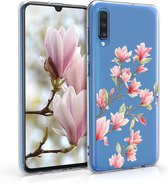 kwmobile telefoonhoesje voor Samsung Galaxy A70 - Hoesje voor smartphone in poederroze / wit / transparant - Magnolia design