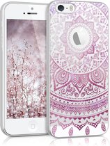 kwmobile telefoonhoesje voor Apple iPhone SE (1.Gen 2016) / 5 / 5S - Hoesje voor smartphone in roze / wit / transparant - Indian Sun design