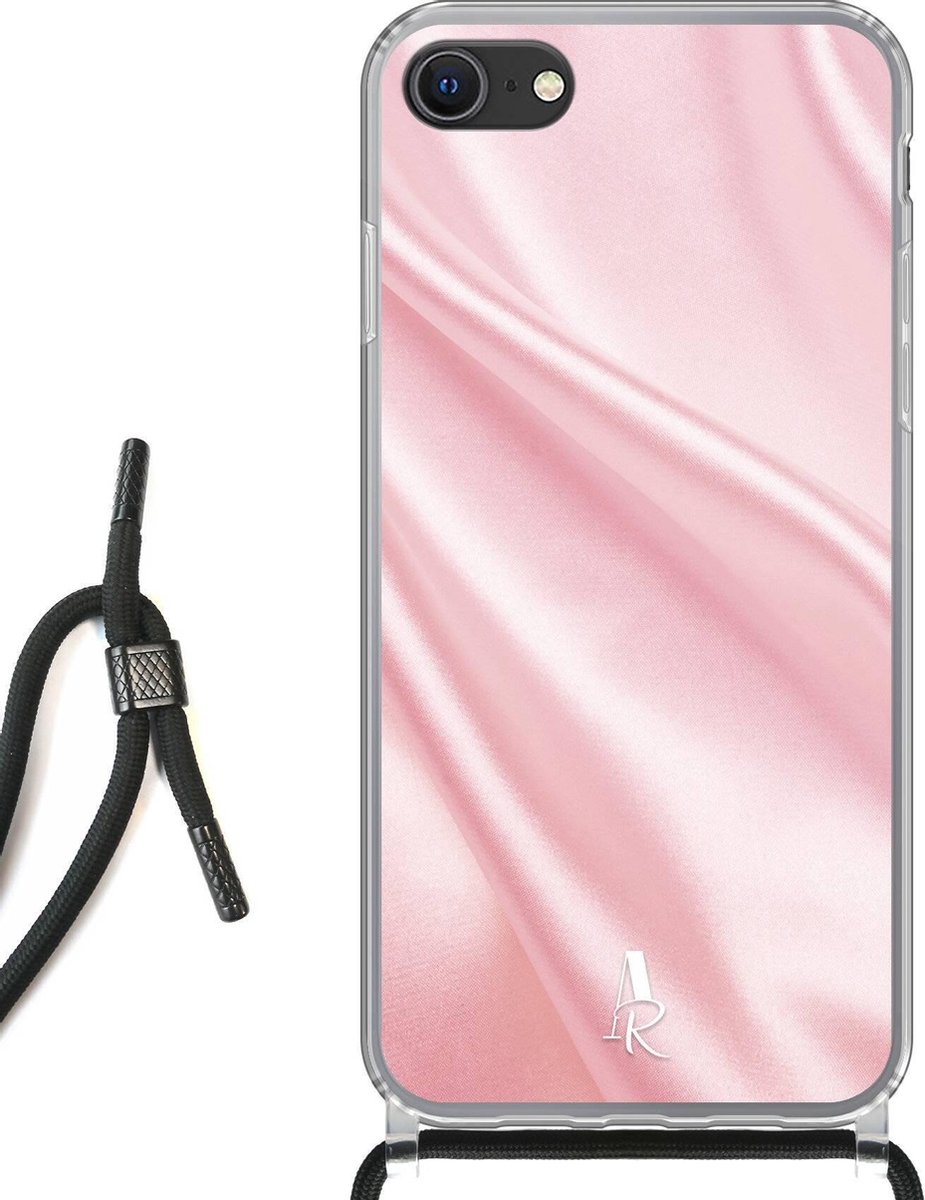 iPhone 7 hoesje met koord - Pink Satin