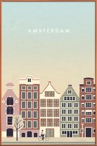 JUNIQE - Poster met kunststof lijst Amsterdam - retro -13x18 /Bruin