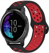 Siliconen Smartwatch bandje - Geschikt voor  Garmin Venu sport band - zwart/rood - Horlogeband / Polsband / Armband