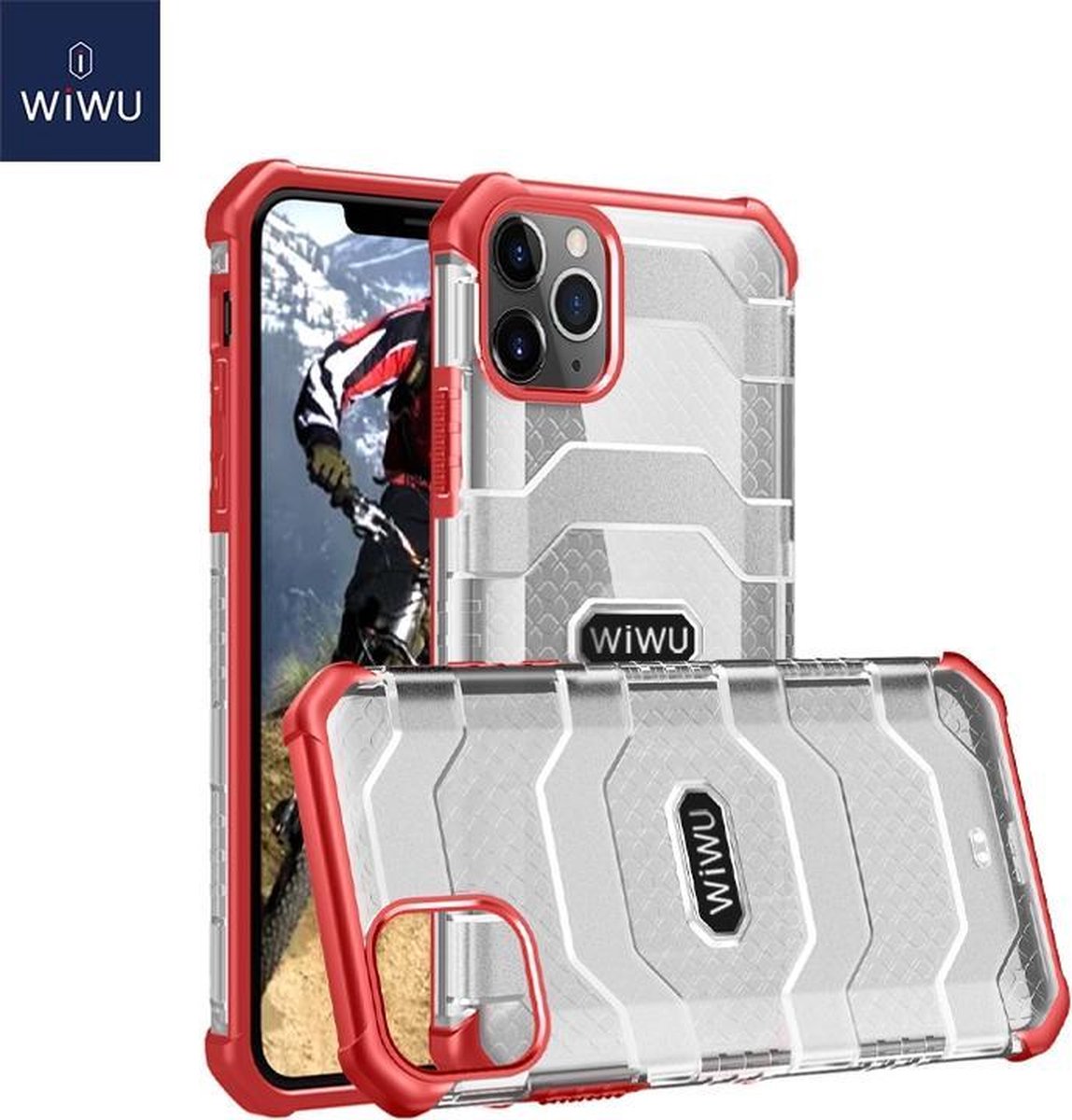 WiWu - Hoesje geschikt voor Apple iPhone 12 Mini - Voyager Case - Schokbestendige Back Cover - Rood