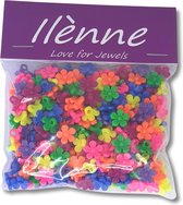 Ilènne - Bloemen kraaltjes / bedeltjes - gekleurde neon mix - Acryl - 10 mm - ca. 375 stuks