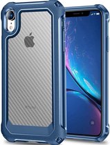 Backcover Shockproof Carbon Hoesje iPhone XR Blauw - Gratis Screen Protector - Telefoonhoesje - Smartphonehoesje