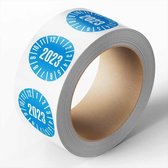 Keuringssticker met jaartal 2023 op rol, blauw 35 mm - 500 per rol