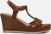 Marco Tozzi Sandalen met sleehak cognac - Maat 36