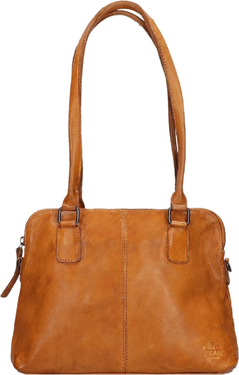 Gusti Karisma Leren schoudertas voor dames, vintage donkerbruin leer, bruin