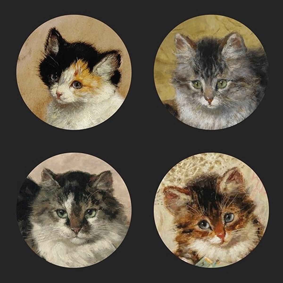 Ronner-Knip Onderzetters – Katten Motieven – Set van 4 – Ø 10 cm