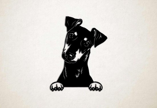 Wanddecoratie - Hond - Manchester Terrier 3 - L - 98x75cm - Zwart - muurdecoratie - Line Art