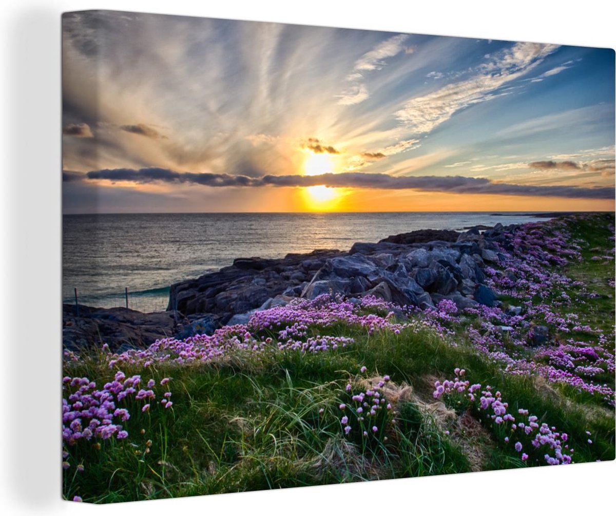 Canvas Schilderijen Zonsondergang in Tangasdale 180x120 cm
