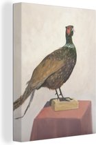 Canvas Schilderij Een illustratie van een opgezette fazant - 60x80 cm - Wanddecoratie