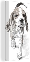 Canvas Schilderij Een illustratie van een puppy van een beagle - 40x80 cm - Wanddecoratie