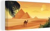 Illustration d'un dromadaire devant des pyramides en Egypte 80x40 cm - Tirage photo sur toile (Décoration murale salon / chambre)