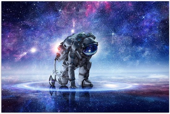 Poster – Astronaut op Galaxy Achtergrond - 90x60cm Foto op Posterpapier