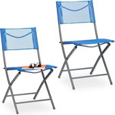 Relaxdays tuinstoelen inklapbaar - campingstoel set van 2 - klapstoel - balkonstoel blauw