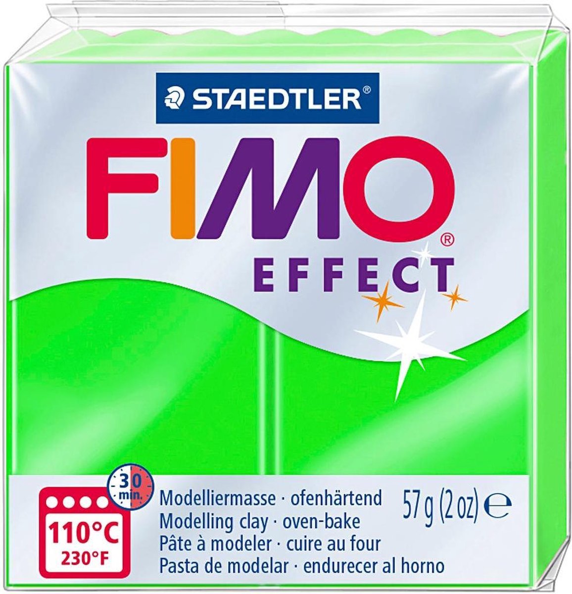 FIMO® Effect, neon groen, 57 gr/ 1 doos