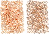 Rocailles, d 1,7 mm, afm 15/0 , gatgrootte 0,5-0,8 mm, peach, light peach, 2x7 gr/ 1 doos