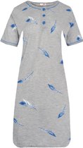 Dames nachthemd korte mouw met verenprint blauw 3XL 46-48