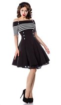 Belsira Flare jurk -3XL- Vintage Zwart/Wit