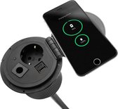 Filex - QI Power-Spot® (1x 230v (French socket), 1x USB A+C Charge, 1x Doorvoer) - Zwart
