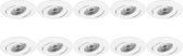 Spot Armatuur 10 Pack - Proma Uranio Pro - GU10 Fitting - Inbouw Rond - Mat Wit - Aluminium - Kantelbaar - Ø82mm