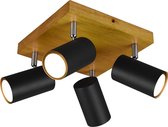 LED Plafondspot - Torna Milona - GU10 Fitting - 4-lichts - Rond - Mat Zwart - Aluminium