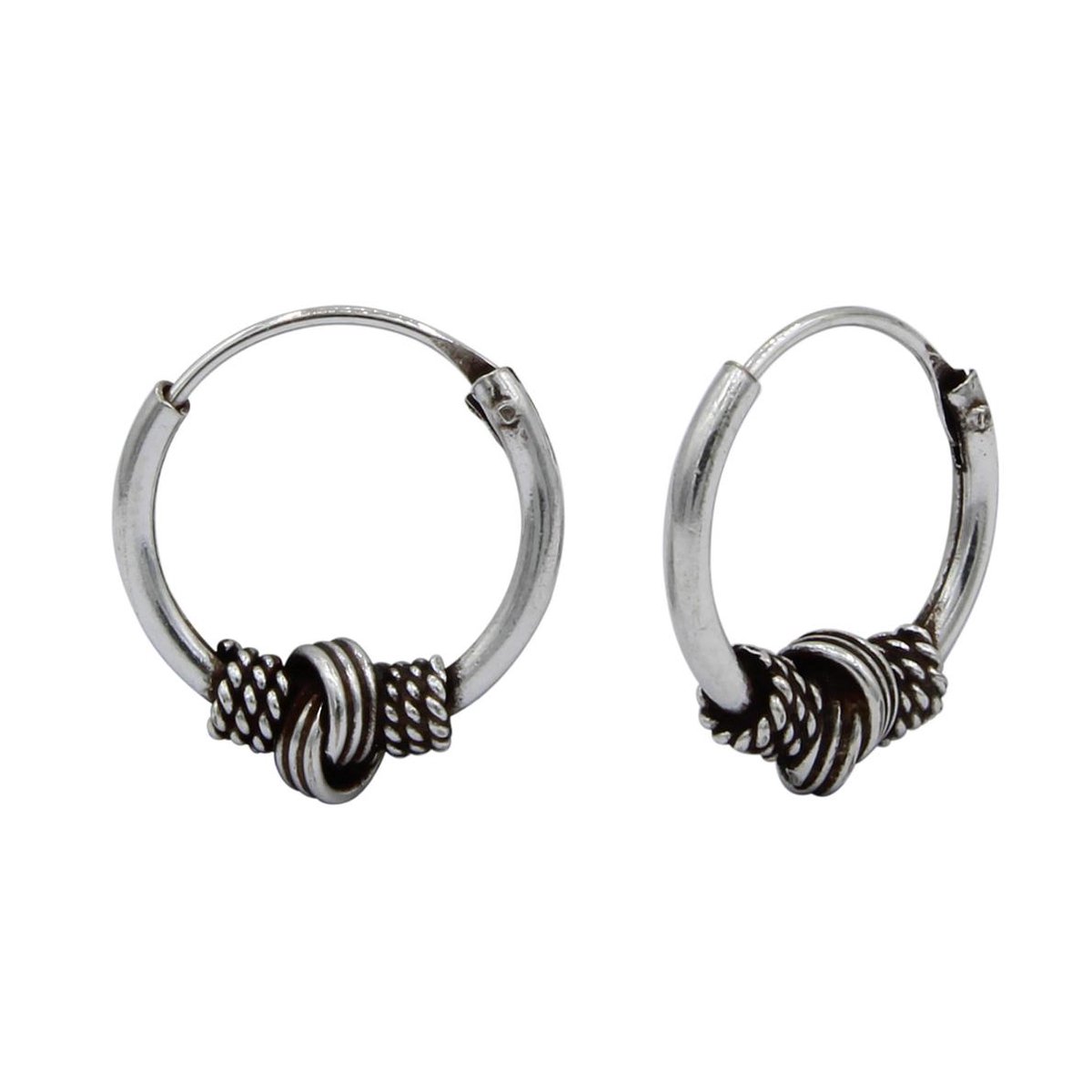 Zilver 14mm bali oorringen met knoop | oorbellen dames zilver | Ear hoops | zilverana | Sterling 925 Silver