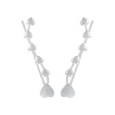 Zilverana - oorklimmer - ear cuff - ear climber oorbellen - sierlijke hartjes - zilver