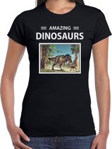 Dieren foto t-shirt T-rex dino - zwart - dames - amazing dinosaurs - cadeau shirt Tyrannosaurus Rex dinosaurus  liefhebber XS