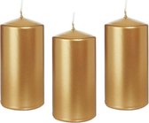 8x Gouden cilinderkaars/stompkaars 6 x 12 cm 40 branduren - Geurloze goudkleurige kaarsen - Woondecoraties