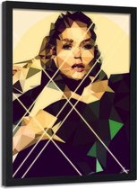 Foto in frame ,  Portret van een Vrouw ,70x100cm , multikleur , wanddecoratie