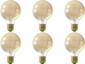 CALEX - LED Lamp 6 Pack - Globe - Filament G80 - E27 Fitting - Dimbaar - 4W - Warm Wit 2100K - Goud - BSE