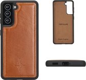 NorthLife - Mastreit Lederen backcover hoes - Samsung Galaxy S21 Plus - Cognac