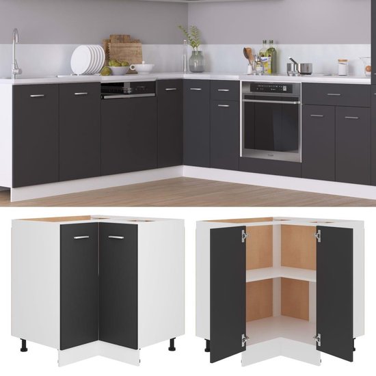 Hoekonderkast 75,5×75,5×80,5 cm (grijs)