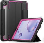 Samsung Galaxy Tab A 8.4 2020 Hoes - Tri-Fold Book Case met Transparante Back Cover en Pencil Houder - Roze/Zwart