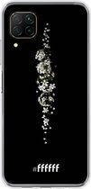 6F hoesje - geschikt voor Huawei P40 Lite -  Transparant TPU Case - White flowers in the dark #ffffff