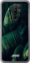 6F hoesje - geschikt voor Xiaomi Redmi 9 -  Transparant TPU Case - Palm Leaves Dark #ffffff